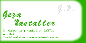 geza mastaller business card